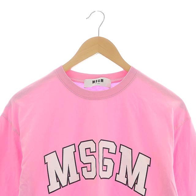 MSGM(エムエスジイエム)のエムエスジーエム クルーネックプリントTシャツ カットソー 半袖 ロゴ ピンク メンズのトップス(Tシャツ/カットソー(半袖/袖なし))の商品写真