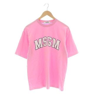 エムエスジイエム(MSGM)のエムエスジーエム クルーネックプリントTシャツ カットソー 半袖 ロゴ ピンク(Tシャツ/カットソー(半袖/袖なし))