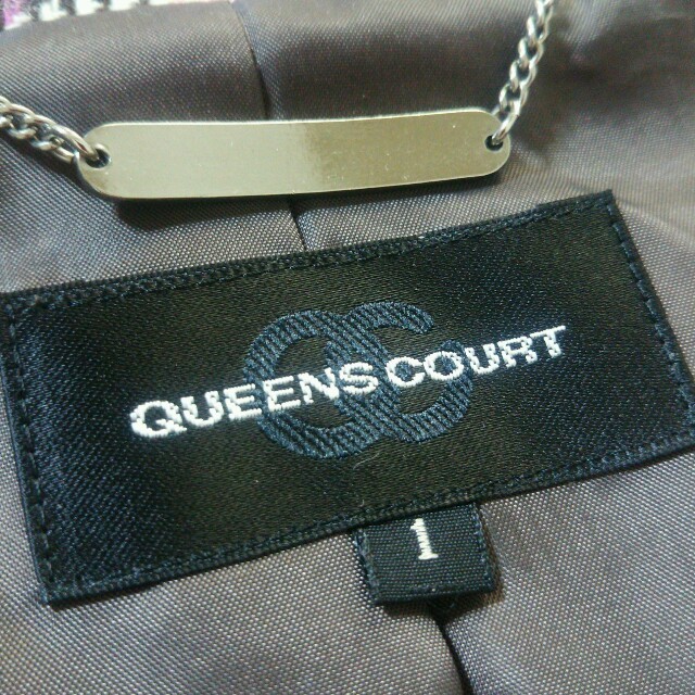 QUEENS COURT(クイーンズコート)のピンク千鳥柄⭐美品 ｸｲｰｽﾞｺｰﾄ レディースのジャケット/アウター(ロングコート)の商品写真