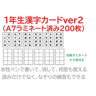 一年生漢字カードver2【A7サイズ200枚】【１枚1イラスト】(知育玩具)