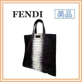 フェンディ(FENDI)のフェンディ ナイロン×レザー 7VA367 トートバッグ クロコダイル調(トートバッグ)