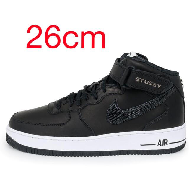 STUSSY(ステューシー)のStussy Nike Air Force 1 Mid Black 26cm メンズの靴/シューズ(スニーカー)の商品写真