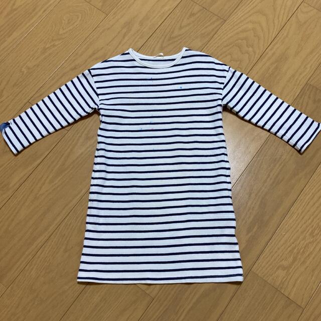 GU(ジーユー)のGU ボーダー　ワンピース　110cm キッズ/ベビー/マタニティのキッズ服女の子用(90cm~)(ワンピース)の商品写真