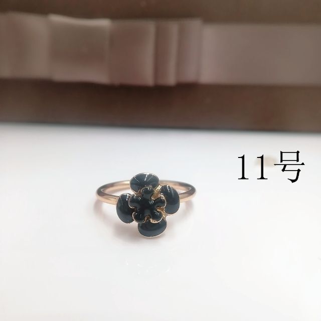 tt11024閉店セールリング11号リング個性黒花リング レディースのアクセサリー(リング(指輪))の商品写真