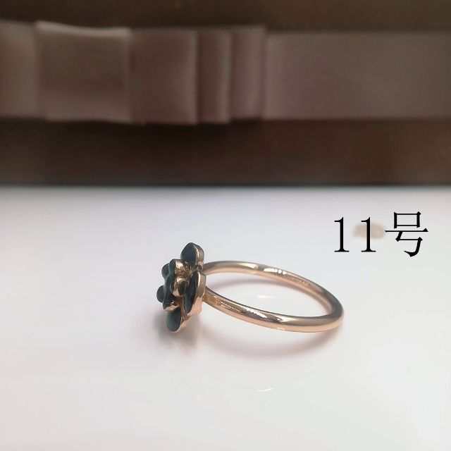 tt11024閉店セールリング11号リング個性黒花リング レディースのアクセサリー(リング(指輪))の商品写真