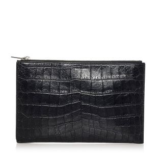 サンローラン(Saint Laurent)の美品 サンローラン クロコ型押し クラッチバッグ レザー メンズ SAINT LAURENT 【1-0056337】(セカンドバッグ/クラッチバッグ)