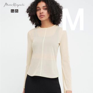 ユニクロ(UNIQLO)のUNIQLO × Mame Kurogouchi シアークルーネックTシャツ(カットソー(長袖/七分))