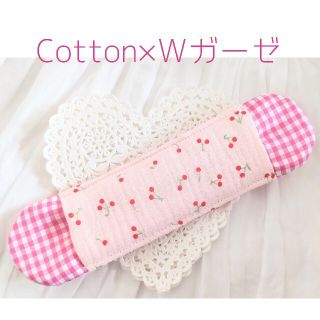 new!水筒肩ひもカバー女の子♡さくらんぼ×チェックピンクCotton×Ｗガーゼ(外出用品)