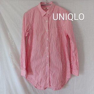 ユニクロ(UNIQLO)のUNIQLO　ピンクストライプ　オーバーサイズシャツ　綿100%(シャツ/ブラウス(長袖/七分))