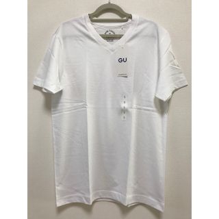 ジーユー(GU)のGU メンズ　VネックTシャツ　半袖　白　Sサイズ　男女160  レディースM(Tシャツ/カットソー(半袖/袖なし))