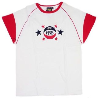 ピーエヌビーネイション(PNB Nation)のPNB Nation 袖付き タンクトップ ホワイト/レッド L(タンクトップ)