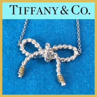 ティファニー(Tiffany & Co.)の極美品　新品仕上げ　Tiffanyティファニーリボンネックレス　k18SV925(ネックレス)