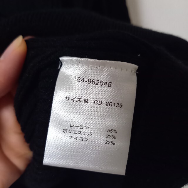 INGNI(イング)のイング ニット セーター 五分袖 ハイネック リブ ケーブル編み ブラック 黒 レディースのトップス(ニット/セーター)の商品写真