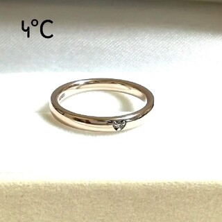 ヨンドシー(4℃)の4°C 一粒ダイヤモンドピンクシルバーリング 11.5号 (美品)(リング(指輪))