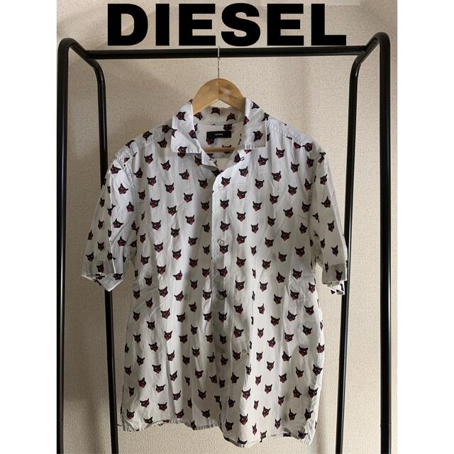 DIESEL ディーゼル　半袖シャツ　キャットアイプリントシャツ　猫　刺繍ロゴ | フリマアプリ ラクマ