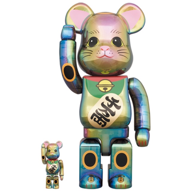 BE@RBRICK(ベアブリック)のBE@RBRICK 招き猫 黒透明メッキ 100％ & 400％ ベアブリック エンタメ/ホビーのフィギュア(その他)の商品写真