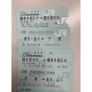 ジェイアール(JR)の新幹線東京ー京都　往復チケット　乗車日変更可能(鉄道乗車券)