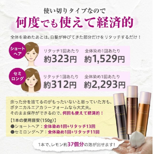 ヘアボーテ エクラ ボタニカル エアカラーフォーム ダークブラウン 150g コスメ/美容のヘアケア/スタイリング(白髪染め)の商品写真