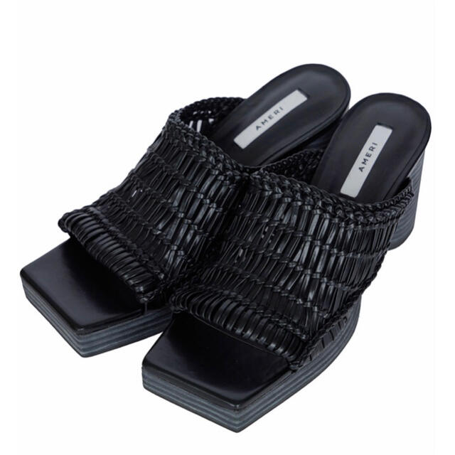 Ameri◆新品 FAKE LEATHER BRAIDED SANDAL BK