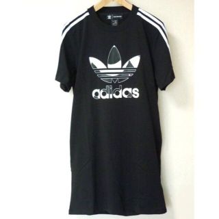 アディダス(adidas)の新品L★アディダスオリジナルスマリメッココラボ黒Tシャツワンピース(ミニワンピース)