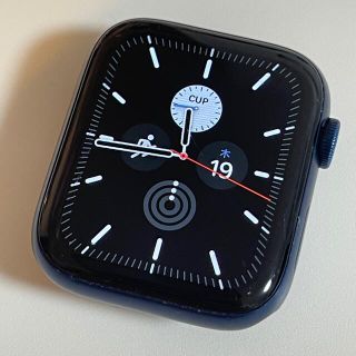 アップル(Apple)のApple Watch 6 ブルーアルミ44mm BT96% レザーループバンド(その他)