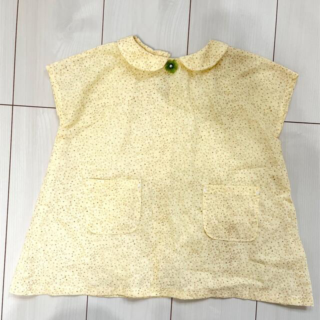 半袖 襟付き ワンピース 花柄 黄色 90 95 100美品 キッズ/ベビー/マタニティのキッズ服女の子用(90cm~)(ワンピース)の商品写真