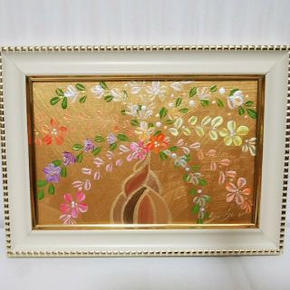 風水開運絵画　金運＊幸せの招財樹　 金のなる木  花　全体　金運　やる気　知性(アート/写真)