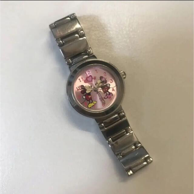 ミッキーマウス(ミッキーマウス)の♪美品♪ ミッキー ミニー 腕時計 レディース アナログ シルバー メタルバンド レディースのファッション小物(腕時計)の商品写真