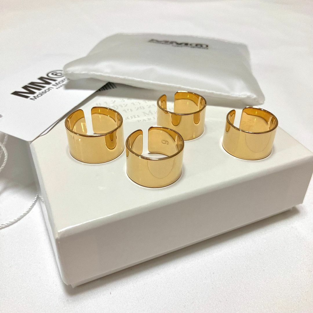 MM6 - 新品 5 マルジェラ mm6 22ss 4連 リング 指輪 ゴールド 2797の