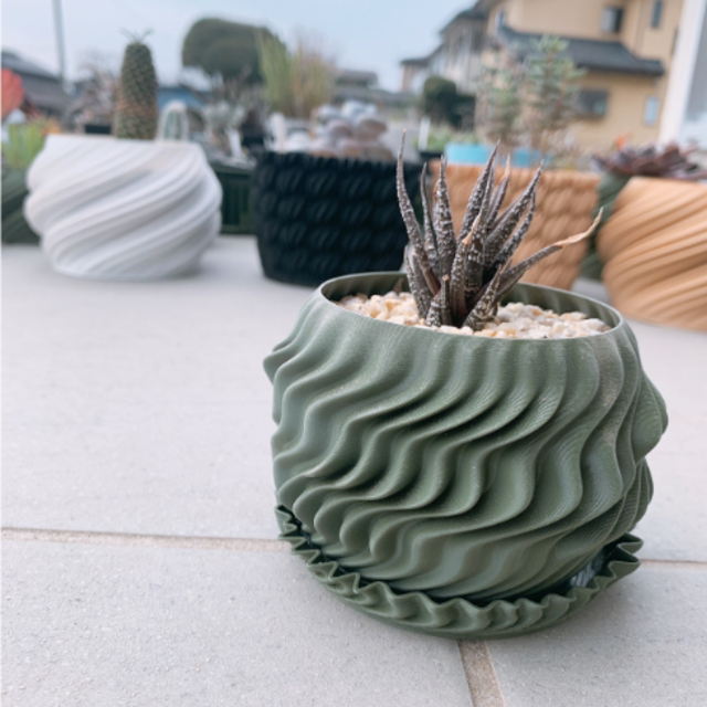 HINERI / 3D printed 植木鉢カバー / 2号 / プランター ハンドメイドのフラワー/ガーデン(プランター)の商品写真
