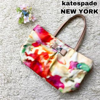 ケイトスペードニューヨーク(kate spade new york)の極美品 kate spade ケイトスペード タイダイ柄×リボン トートバッグ(トートバッグ)