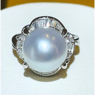 ☆Pt900 シルバーパール12.2mm&ダイヤ リング☆(リング(指輪))