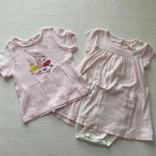 プチバトー(PETIT BATEAU)のPETIT BATEAU プチバトー ロンパース Tシャツ セット(ロンパース)