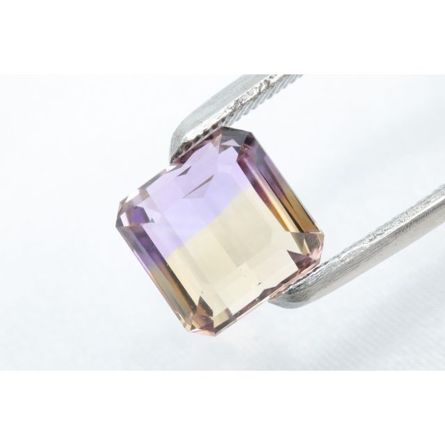 カラット数【KR-280】天然アメトリン 大粒 5.10ct ルース スクエア バイカラー