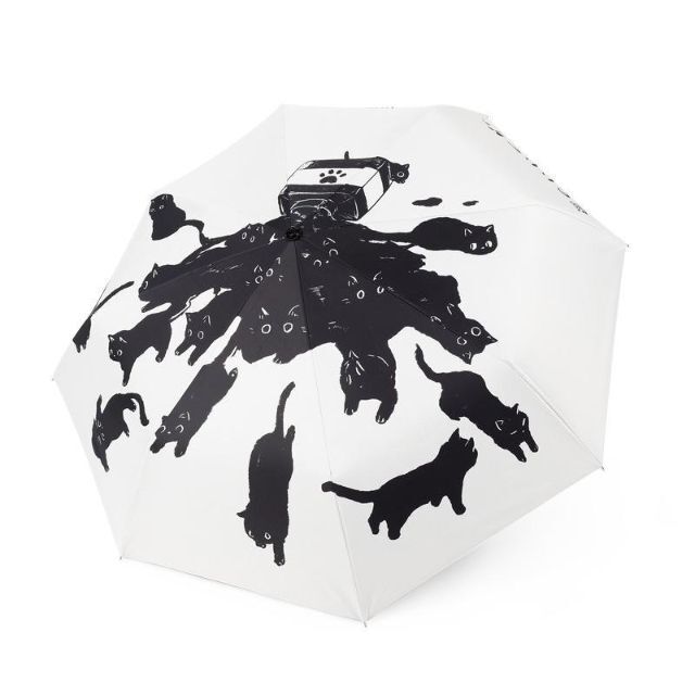 猫のデザインがオシャレで可愛い♪ 折りたたみ傘 自動開閉 ワンタッチ スリム レディースのファッション小物(傘)の商品写真