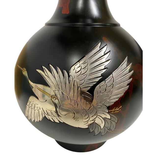 未使用】青銅器 花瓶 三羽鶴 高岡 峰雲作 21K405の通販 by リカ 未使用】青銅器 花瓶 三羽鶴 高岡 峰雲作 21K405の通販 by リカ