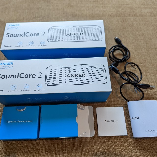 2台セット★Anker Soundcore 2 ステレオスピーカー 24時間連続 スマホ/家電/カメラのオーディオ機器(スピーカー)の商品写真