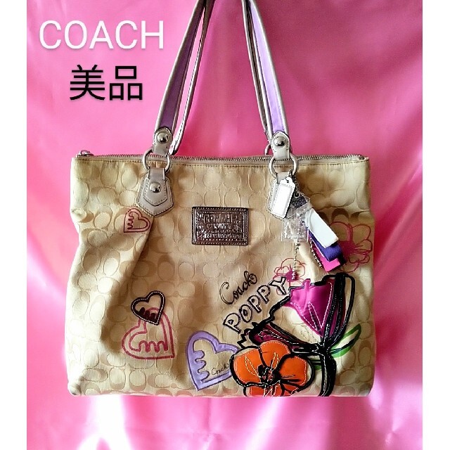 コーチ COACH キャンバストートバッグ ポピーちゃん レディース