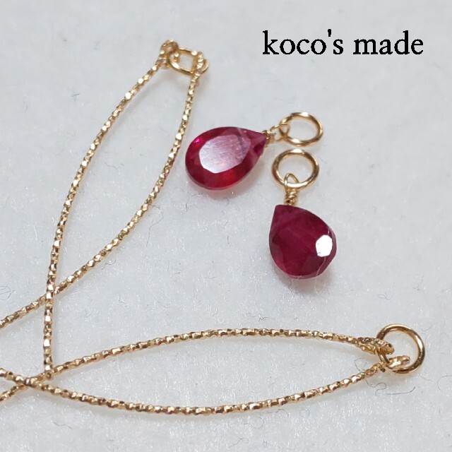 ルビー×14kgfカーブグリッターピアスチャームセットの通販 by koco's