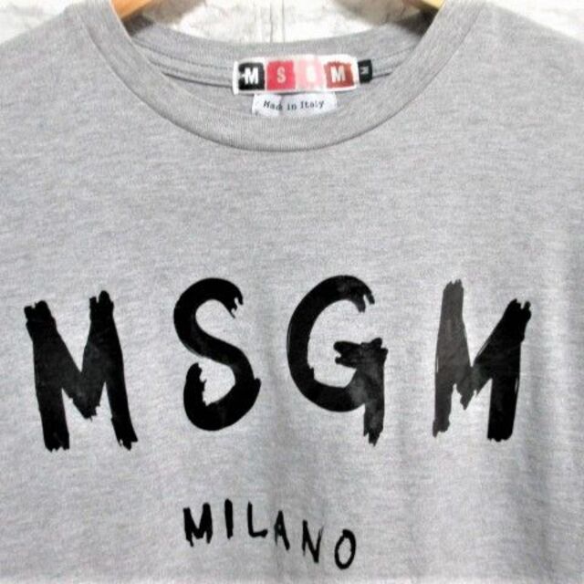 美品 MSGM MILANO ロゴプリント 半袖Tシャツ グレー S