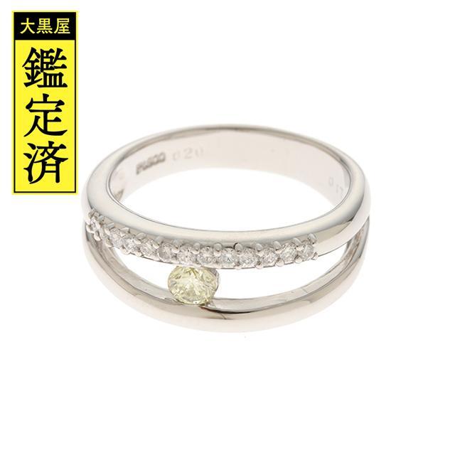 リング　プラチナ　ダイヤモンド　イエローダイヤモンド　PT900　　【437】