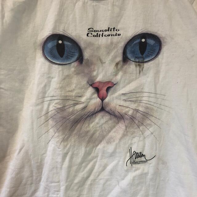 ART VINTAGE(アートヴィンテージ)のアニマルTシャツ猫柄メンズS白半袖動物でかろごストリートライク メンズのトップス(Tシャツ/カットソー(半袖/袖なし))の商品写真
