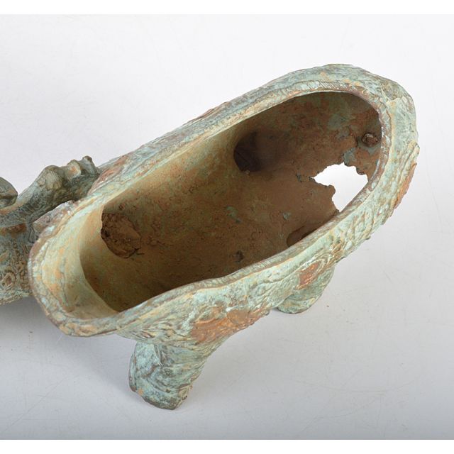 中国 古銅青銅 饕餮文 神獣文形香炉 時代箱 C R4438