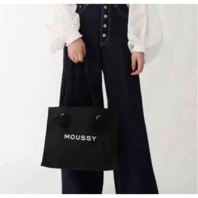 moussy(マウジー)のブラック♡MOUSSYキャンバストートバッグ♡ショッパー型トートバック♡新品 レディースのバッグ(トートバッグ)の商品写真