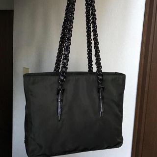 プラダ(PRADA)の♡超お得♡ PRADA ショルダーバック♡濃茶 プラ＋革チェーン(ショルダーバッグ)