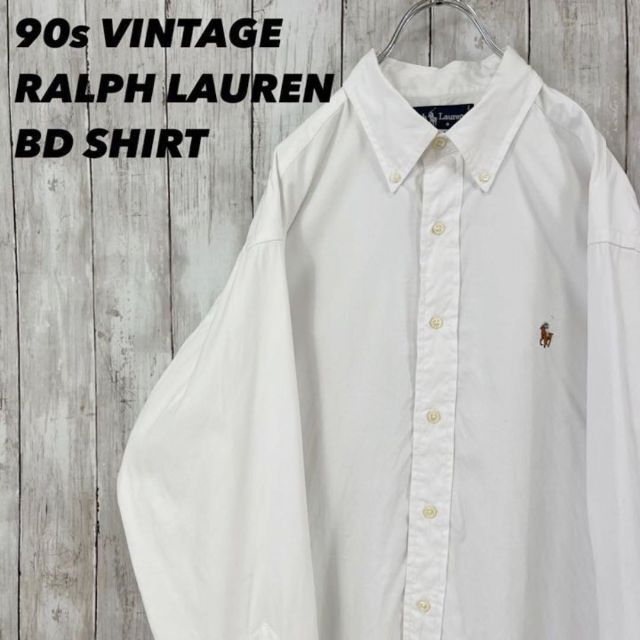 カラーポロ刺繍90sラルフローレンオックスフォードボタンダウンシャツ