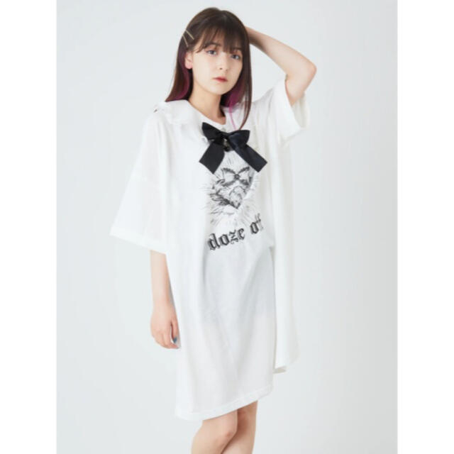 Ank Rouge(アンクルージュ)のAnk Rouge エンジェルプリントビッグTシャツ レディースのワンピース(ミニワンピース)の商品写真