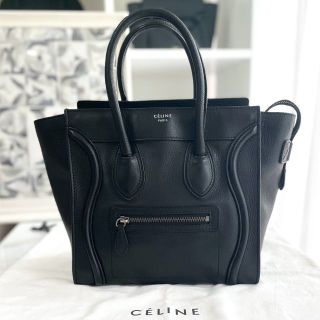 セリーヌ(celine)の美品★　セリーヌ　ラゲージ　マイクロ　黒　レザー　ハンドバッグ(ハンドバッグ)