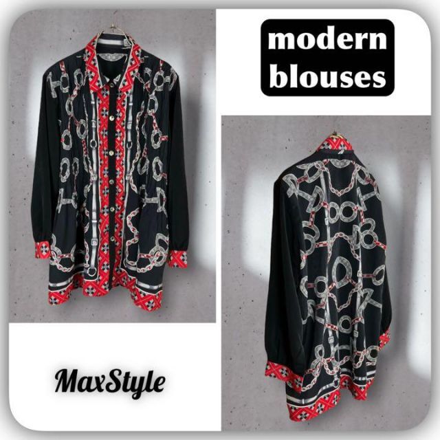 【modern blouses】  ビンテージ 長袖 シャツ ギャザー