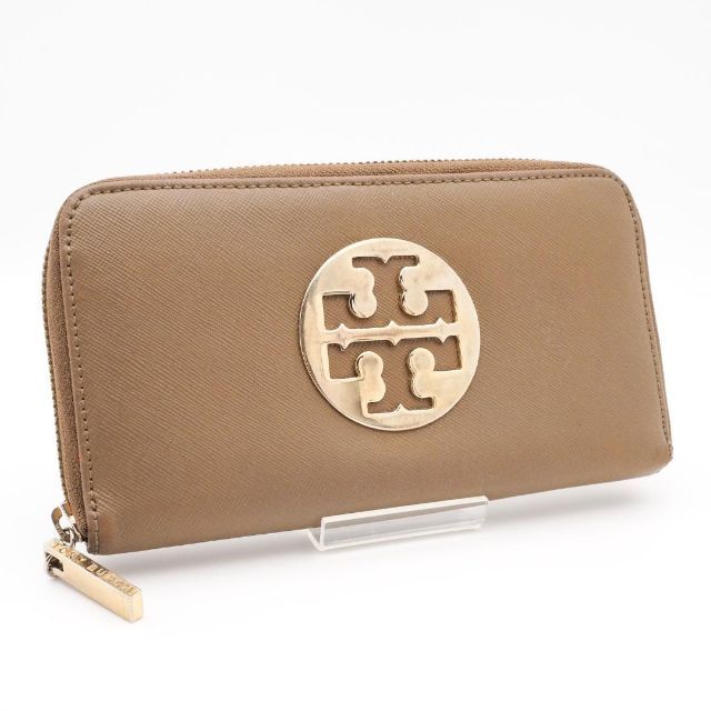 Tory Burch(トリーバーチ)の《一点物》Tory Burch 長財布 ベージュ ロゴ ラウンドジップ  レザー レディースのファッション小物(財布)の商品写真